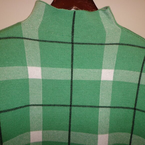 NWOT JNY Jones New York Mock Neck Sweater M Green Plaid Raglan Long Sleeve Thick - Picture 5 of 14